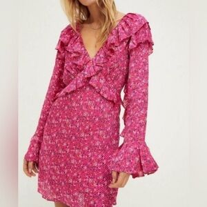 FREE PEOPLE | Sweetest Thing Dress | Baby Doll | Size 6 | Pink Floral Ruffle
